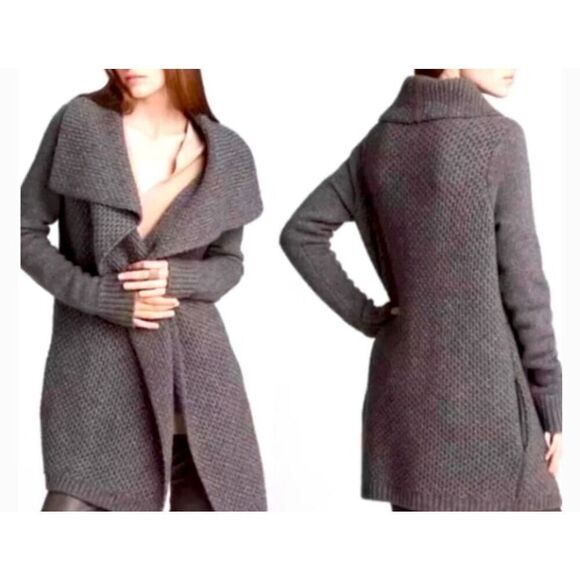 VINCE Size S Gray Honeycomb Yak Wool Sweater Cardigan Jacket - Picture 8 of 8